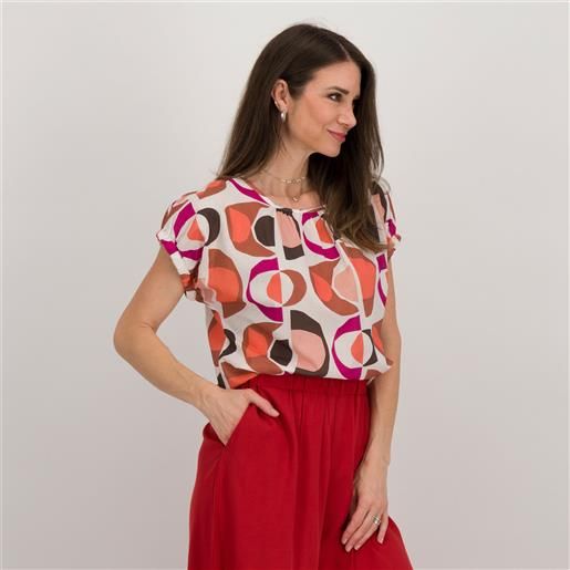 Bianca Della Torre blusa fantasia in cotone a maniche corte