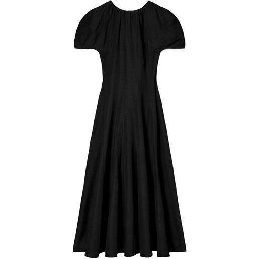 Tory Burch abito lungo svasato con maniche a palloncino - nero