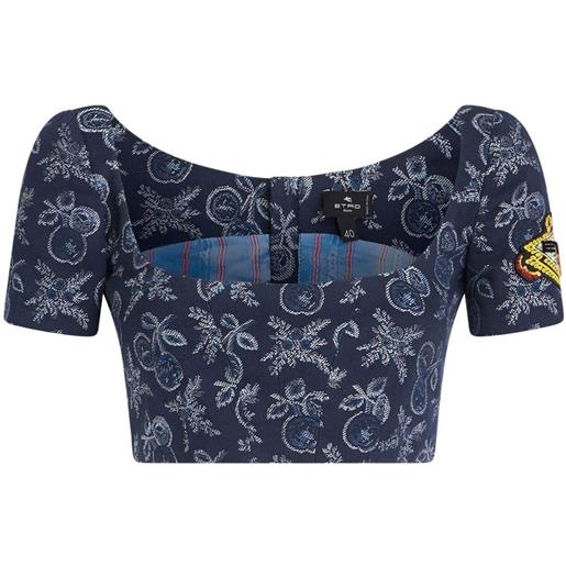 ETRO top crop con effetto jacquard - blu