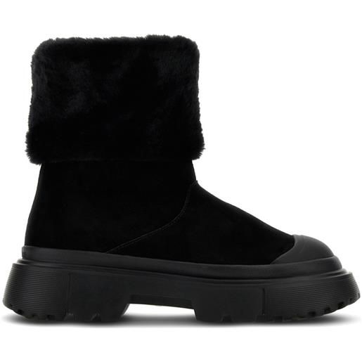 Hogan stivali con finta pelliccia - nero