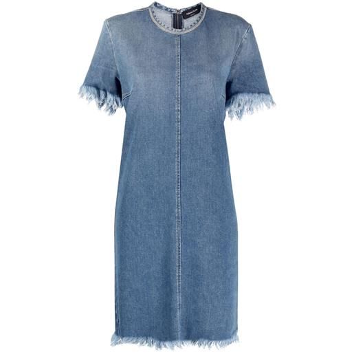 Fabiana Filippi abito denim con frange - blu