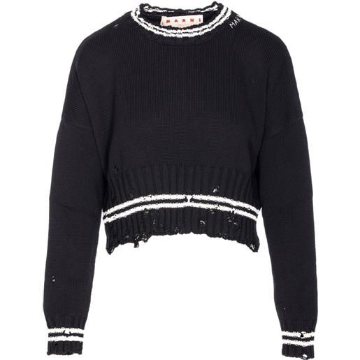 Marni maglione con effetto consumato - nero