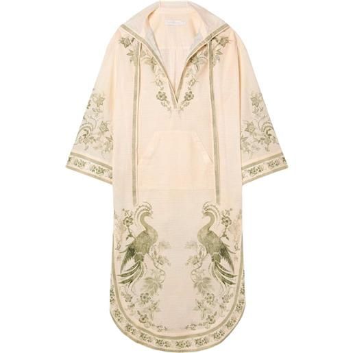 ZIMMERMANN abito midi con stampa e cappuccio - toni neutri