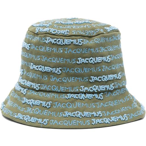 Jacquemus cappello bucket con ricamo - verde