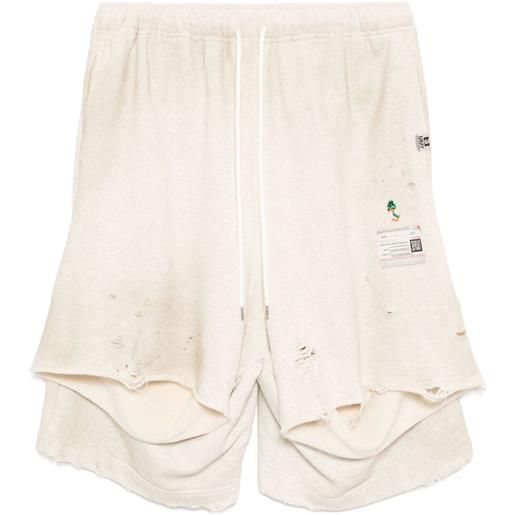 Maison MIHARA YASUHIRO shorts sportivi con effetto vissuto - toni neutri