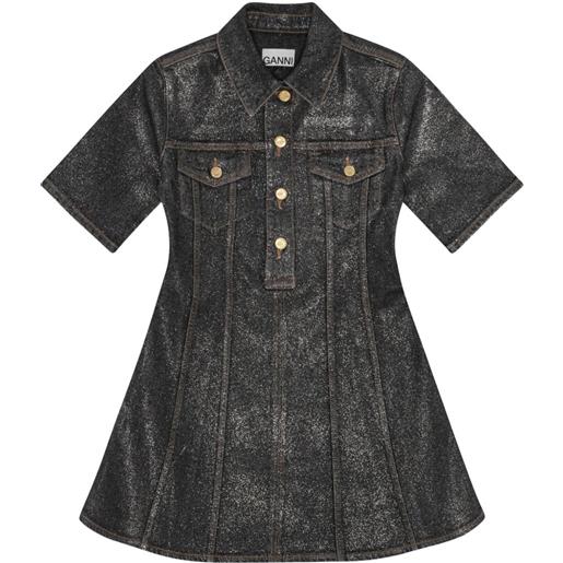 GANNI abito corto denim - nero