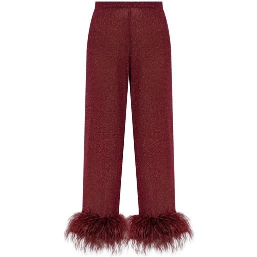 Oséree pantaloni plumage con piume - rosso