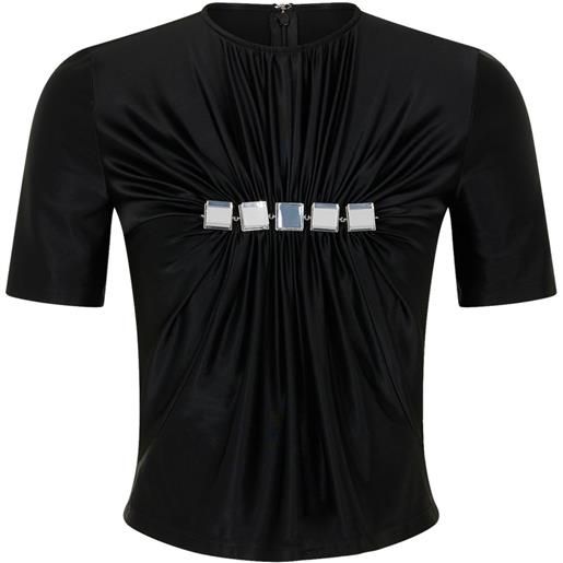 Rabanne top drappeggiato con decorazione - nero