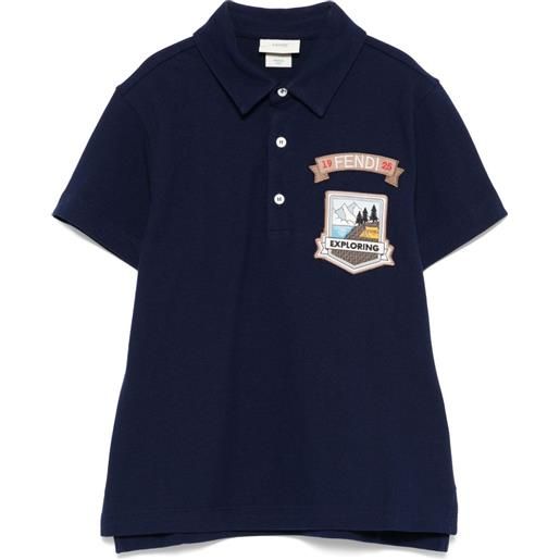 Fendi Kids polo con applicazione logo - blu