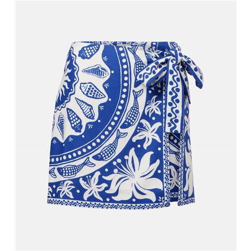 Farm Rio minigonna ocean scarf in misto lino