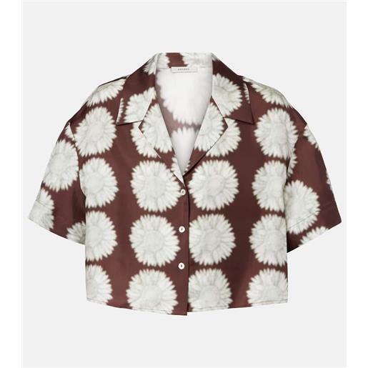 Asceno camicia cropped lincoln in twill di seta