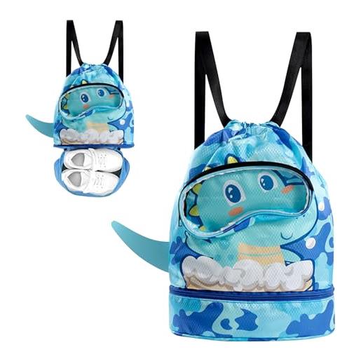 Ntwdby borsa nuoto con scomparto zaino piscina per bambini borsa coulisse da palestra per spiaggia