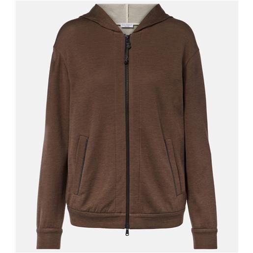 Brunello Cucinelli felpa in cotone e seta con cappuccio e zip