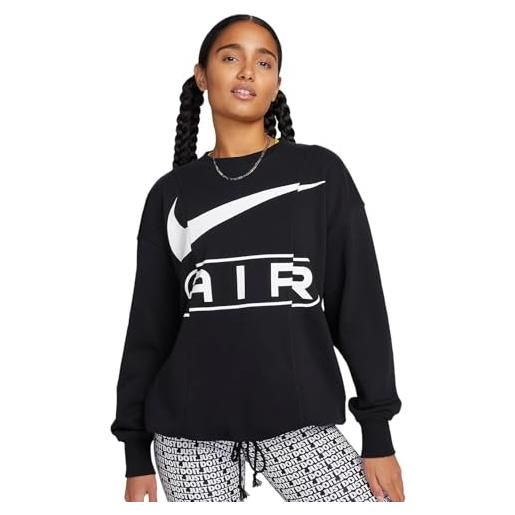 Nike air terry pullover wmns, (fn1897-010) black/white, felpa oversize donna, taglia xs