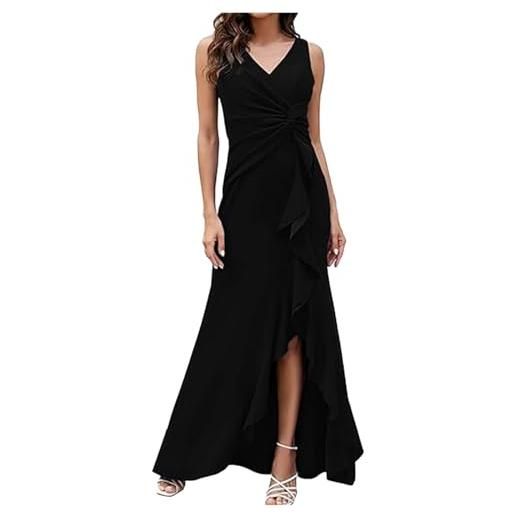 pvucpot vestiti donna elegante vestiti con spacco estivi vestito al ginocchio scollo a v manica corta abito casual vestito da sera cerimonia cocktail