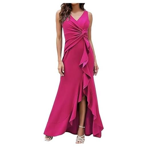 pvucpot vestiti donna elegante vestiti con spacco estivi vestito al ginocchio scollo a v manica corta abito casual vestito da sera cerimonia cocktail