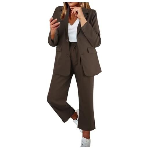 Kobilee completo donna elegante curvy pantalone giacche due pezzi taglia forti estivo giacche da abito blazer ufficio e lavoro completi donna comode tuta elastici in vita maniche lunghe plus size