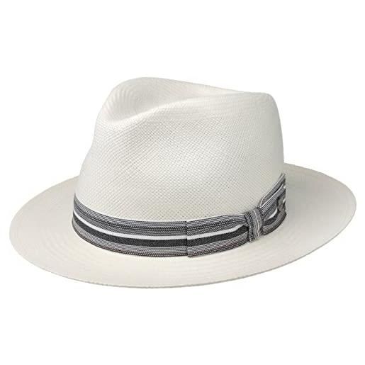 LIERYS cappello panama veliano fedora uomo - made in italy da sole paglia estivo con fodera estate primavera/estate - xl (60-61 cm) bianco