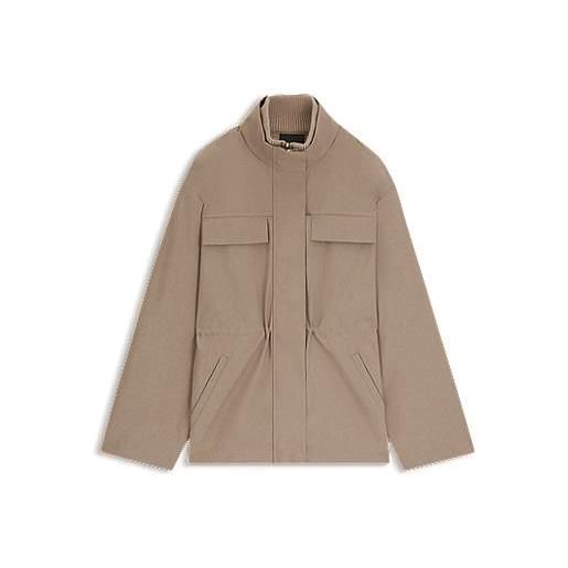 BOSS giubbotto idrorepellente con maniche arricciate, marrone chiaro