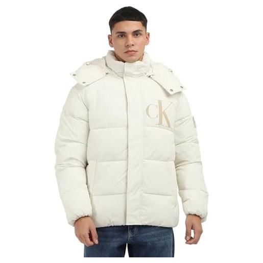Calvin Klein uomo piumino essentials con cappuccio, bianco (ivory), 3xl