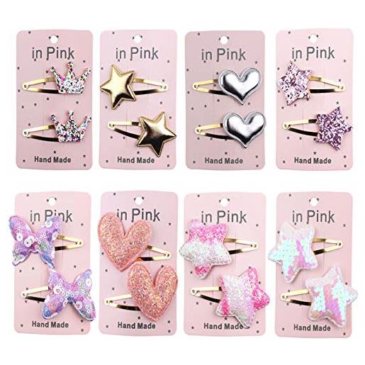 Eterspr 16 pezzi fermagli per capelli a forma di stella per bambine, fermagli per capelli glitterati, mollette per capelli per ragazza accessori per capelli