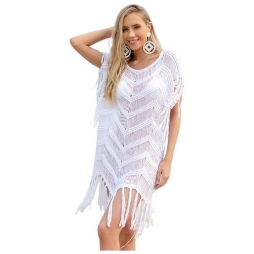 Ulalaza copricostume da bagno da donna per spiaggia piscina costume da bagno all'uncinetto, zs362, taglia unica