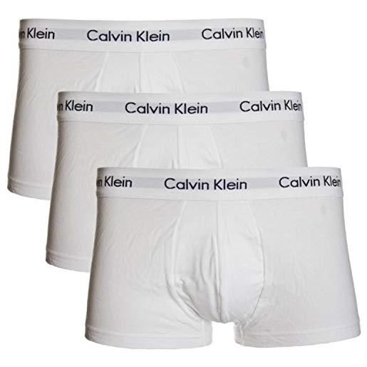 Calvin Klein low rise trunk 3pk boxer, bianco, l (pacco da 3) uomo