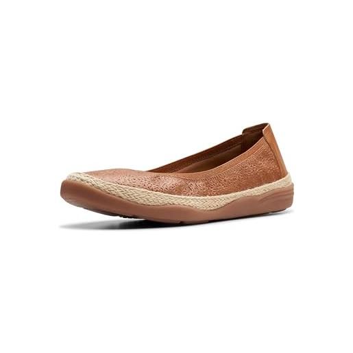 Clarks elaina rae, ballerine donna, pelle marrone chiaro, 42 eu