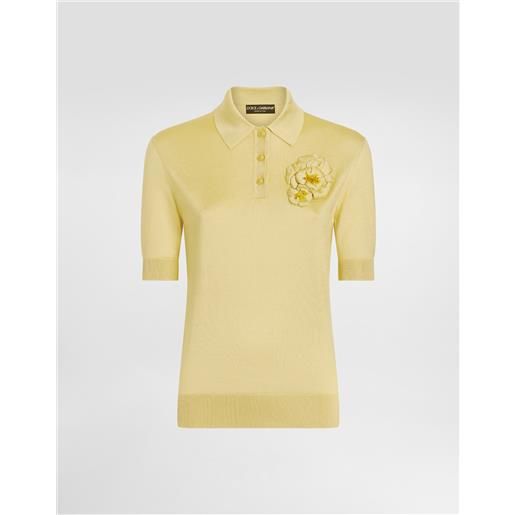 Dolce & Gabbana polo in seta con broche fiore