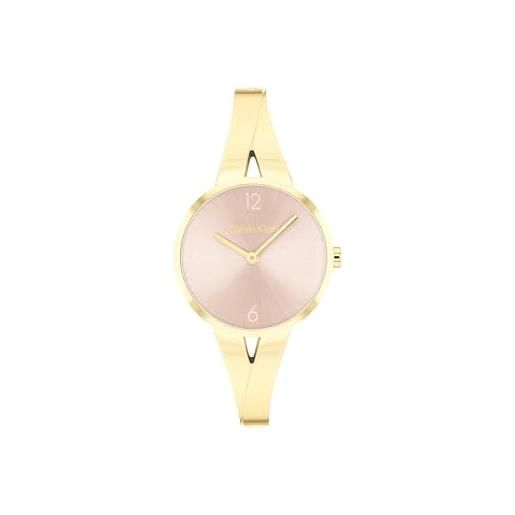 Calvin Klein orologio analogico al quarzo da donna collezione joyful con bracciale rigido in acciaio inossidabile di colore dorato - 25100027