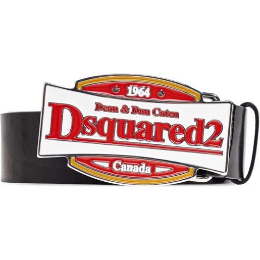 DSQUARED2 cintura in pelle con fibbia logata - nero