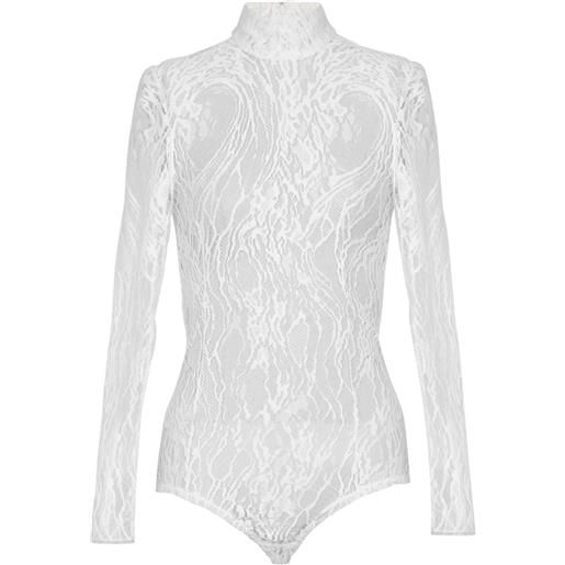 Balmain body in pizzo a maniche lunghe - bianco