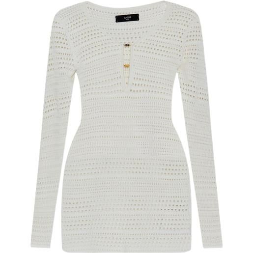 AMIRI abito in maglia traforata a maniche lunghe - bianco