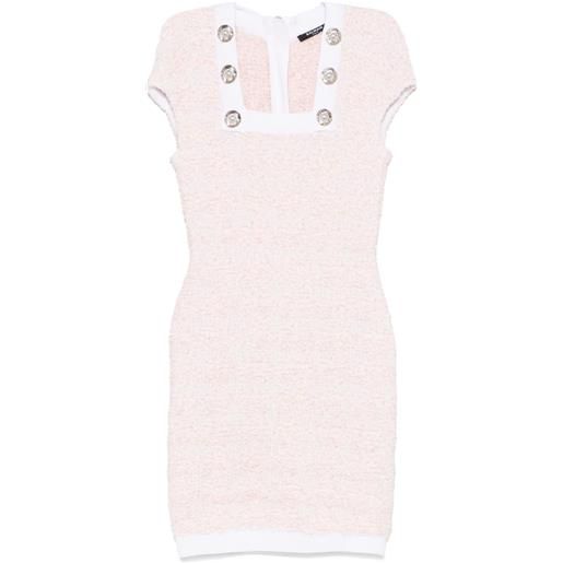 Balmain abito corto in tweed - rosa