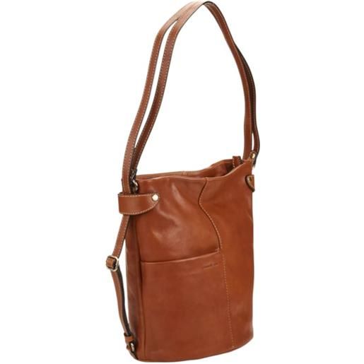 Gianni Conti sacca/zaino a spalla in pelle con impunture