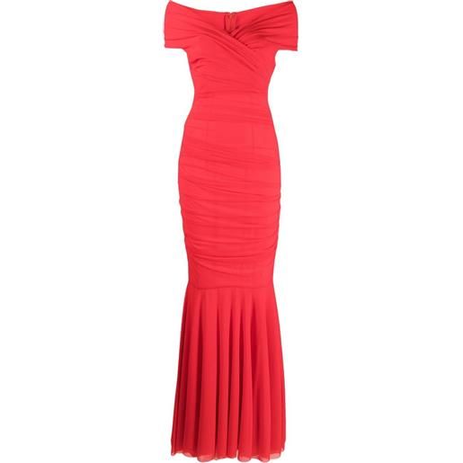 Talbot Runhof abito avvitato con ruches - rosso