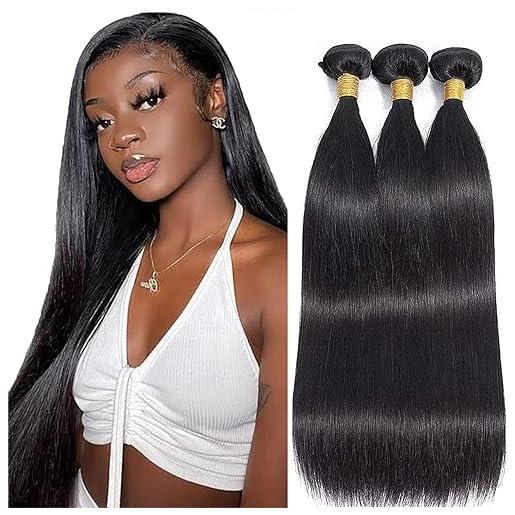 RICHAIR - tessitura brasiliana in lotto 3, capelli lisci brasiliani 12 pollici umani naturali 50 g/pc(150 g total), meches brasiliane nere