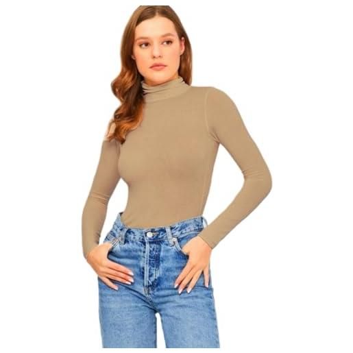 JADEA maglia modal e cashmere collo alto manica lunga (s, nero)