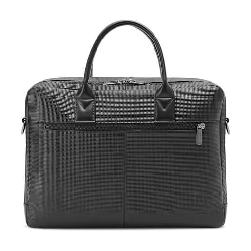 DAVIDOFF paris briefcase - valigetta uomo in pelle - borsa porta pc per laptop da 13/14 pollici - elegante borsa uomo tracolla per lavoro e ufficio - nero