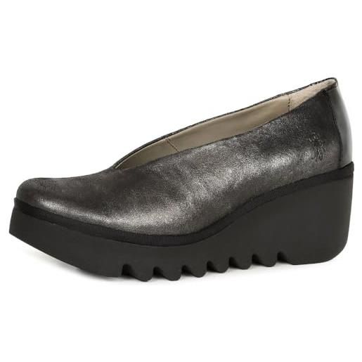Fly london pumps, scarpe décolleté donna, argento e nero, 41 eu