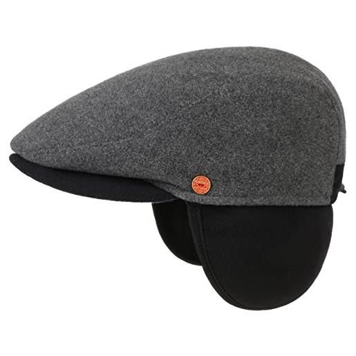 MAYSER felix coppola con paraorecchie cappello piatto beanie in lana 60 cm - grigio