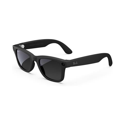 Ray-ban meta wayfarer larga, nero opaco, grafite sfumata polarizzate