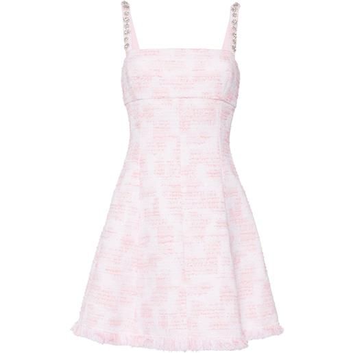 Oscar de la Renta abito corto in tweed con decorazione di cristalli - rosa