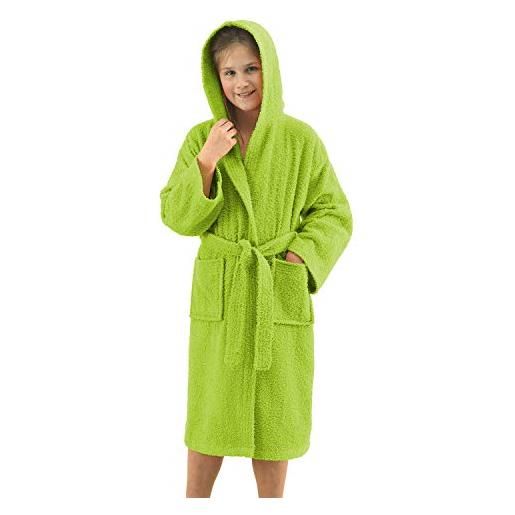NuvolaNera accappatoio bambini da 6 a 16 anni unisex in cotone 100% - 10/12 anni - lime