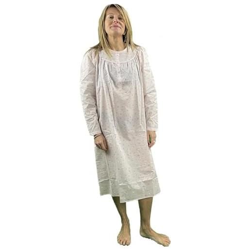 Camicia Da Notte Donna In Cotone Ricamato, Senza Maniche, Con Tasche, Bianca, Taglie S-XXL, Regalo Perfetto