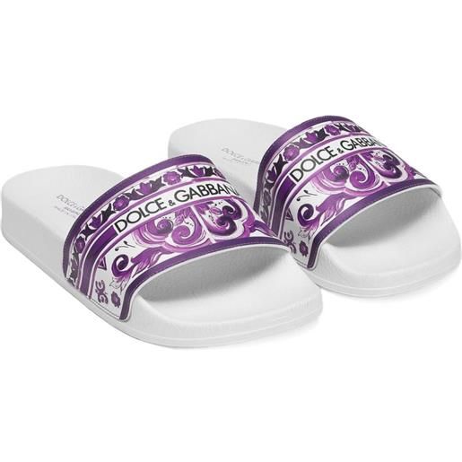 Dolce & Gabbana Kids infradito con stampa maiolica - bianco