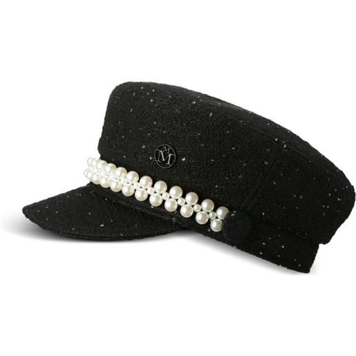 Maison Michel cappello da baseball con perle - nero