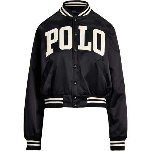 Polo Ralph Lauren bomber in raso con logo - nero