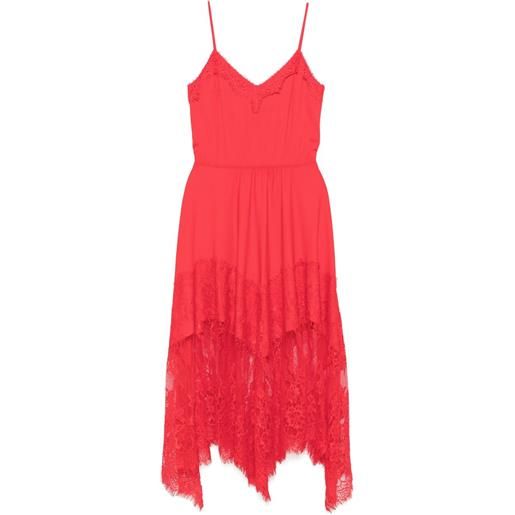 NISSA abito midi con rifinitura in pizzo - rosso