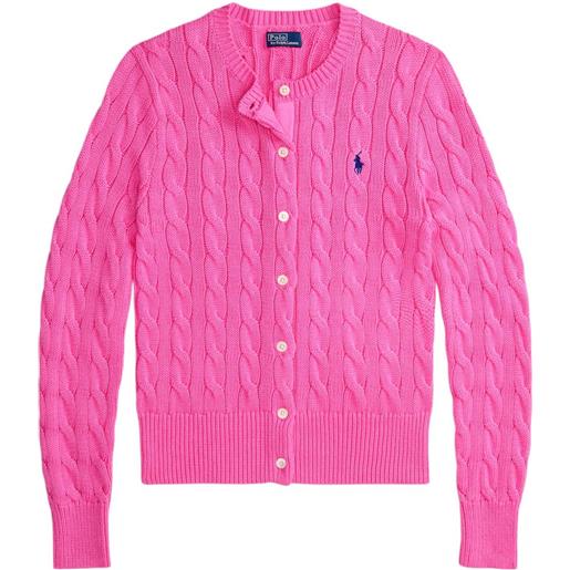 Polo Ralph Lauren cardigan in cotone a trecce - rosa
